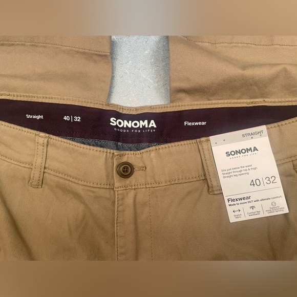 Men’s Sonoma Khaki Cargo Pants ✨ NWT ✨ Flexware Straight Leg ✨Size 40x32 - Picture 2 of 9